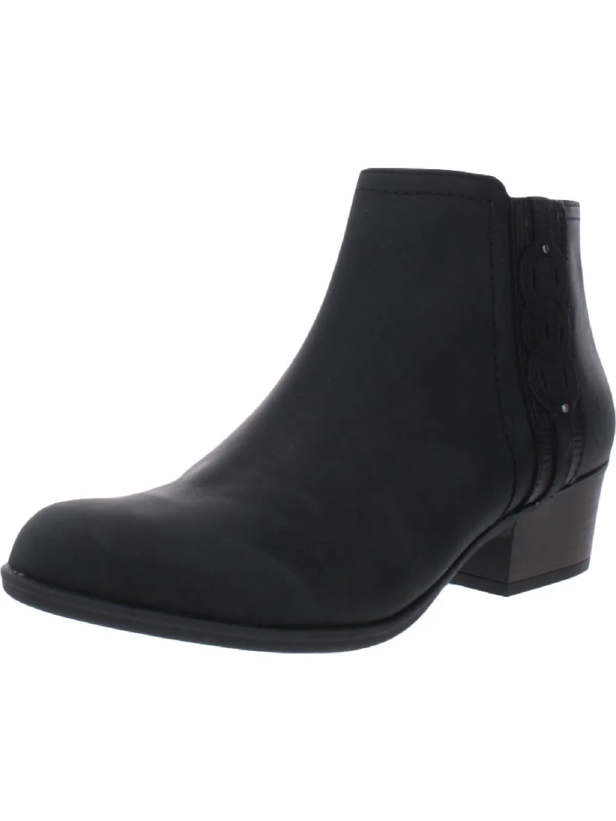 Adreena Lilac Womens Leather Block  Heel Ankle Boots