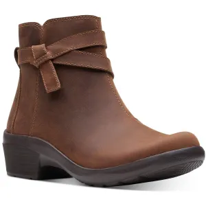 Angie Spice Womens Leather Stacked Heel Ankle Boots