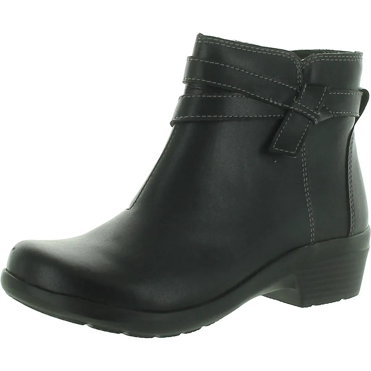 Angie Spice Womens Leather Stacked Heel Ankle Boots