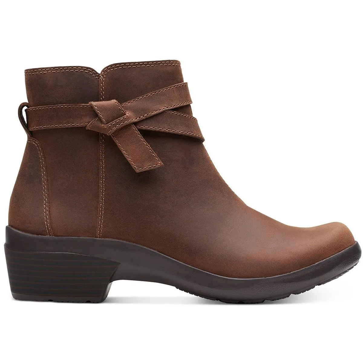 Angie Spice Womens Leather Stacked Heel Ankle Boots