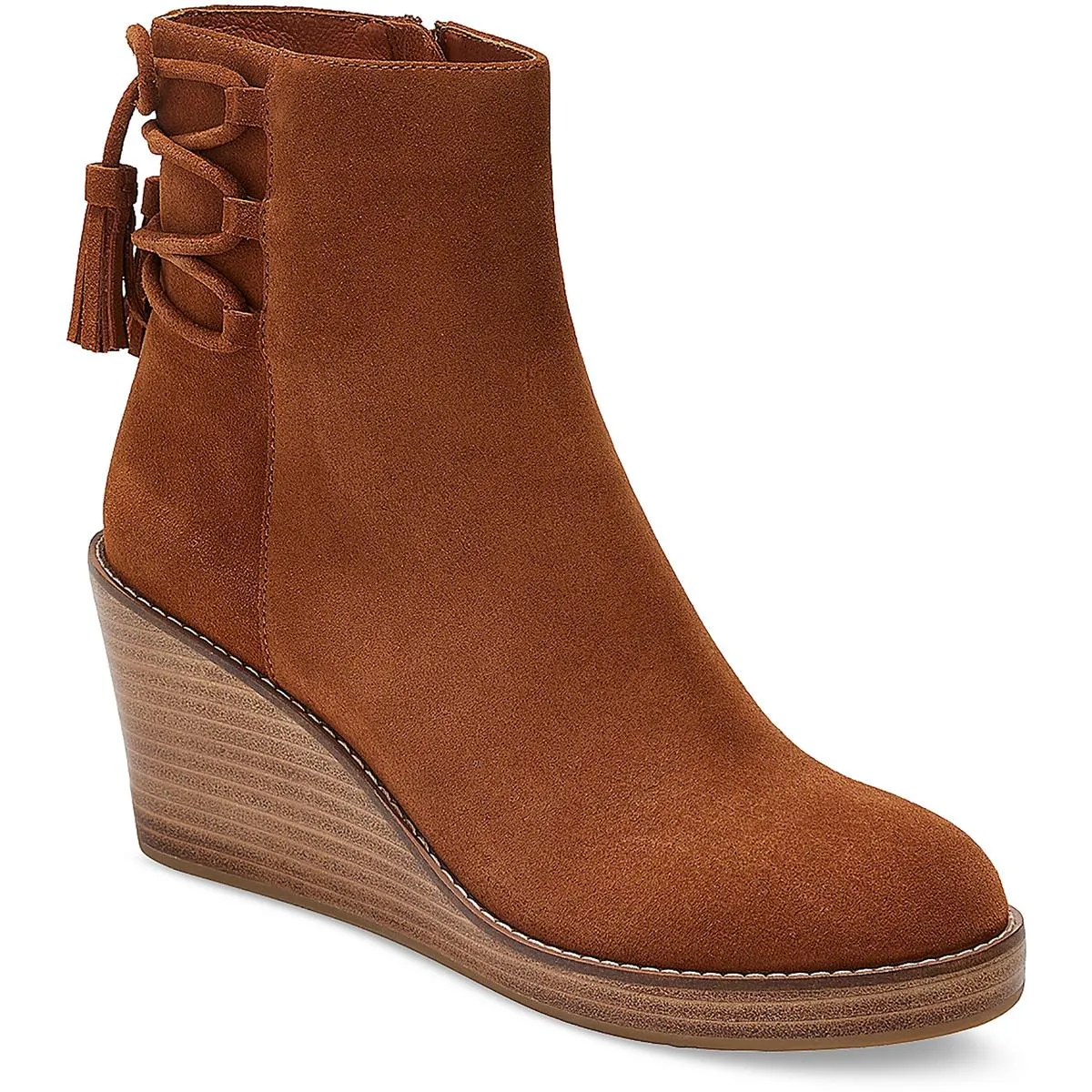 BANBURY Womens Leather Strappy Wedge Boots