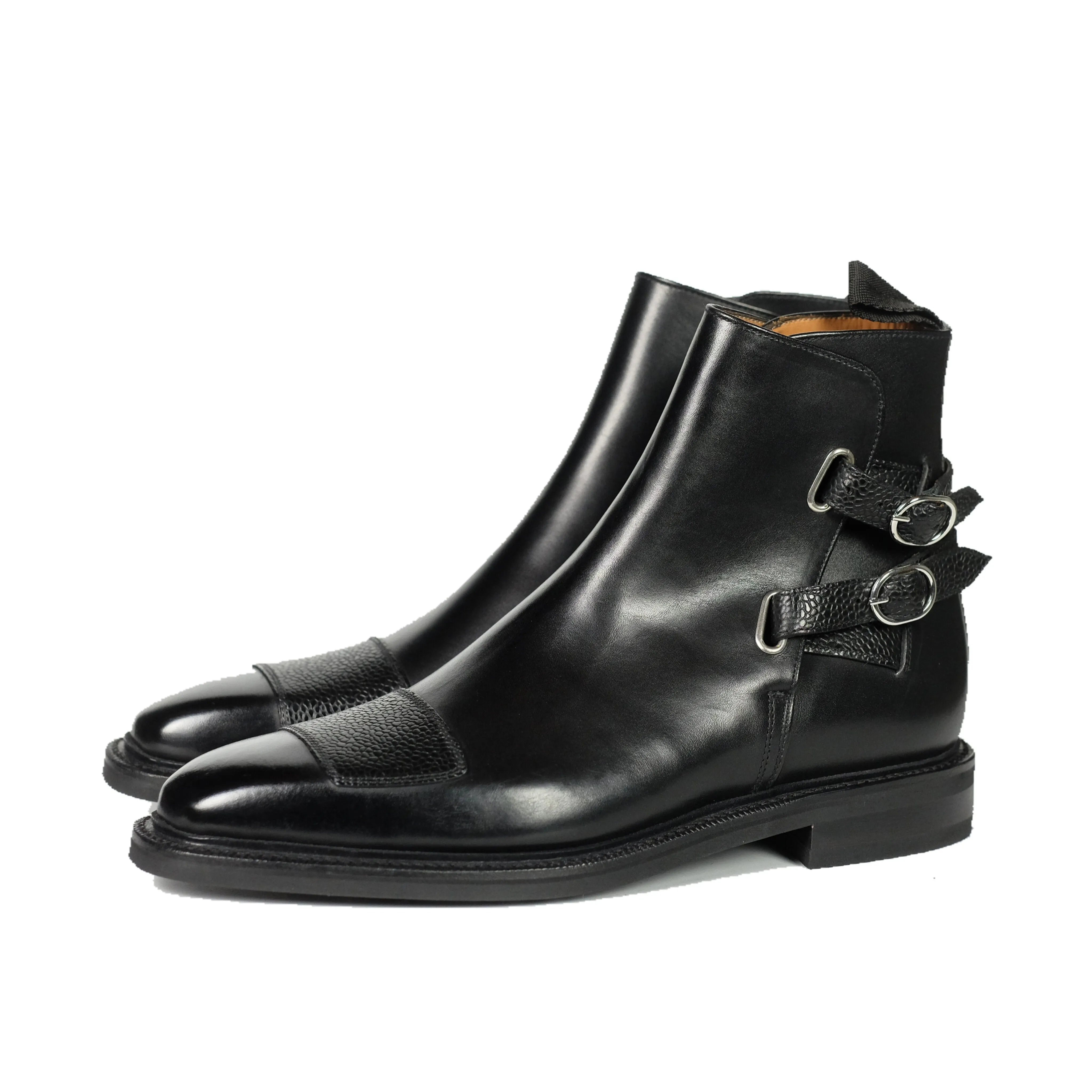 Barbosa - MTO - Black Calf / Black Grain - MGF Last - Double Country Rubber Sole - Storm Welt