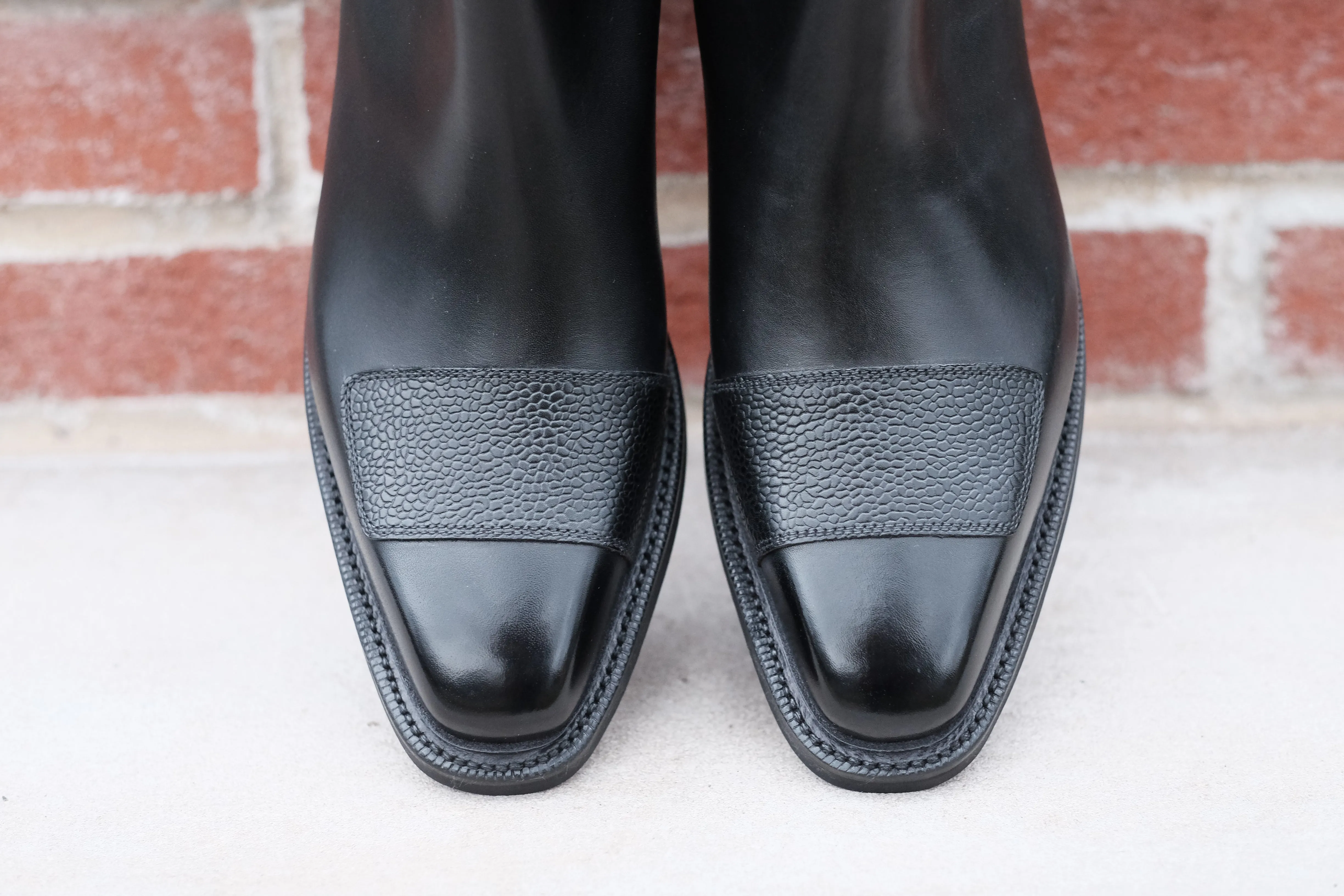 Barbosa - MTO - Black Calf / Black Grain - MGF Last - Double Country Rubber Sole - Storm Welt
