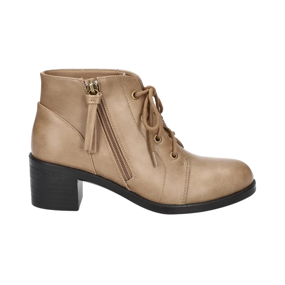 Becker Womens Zipper Faux Leather Ankle Boots