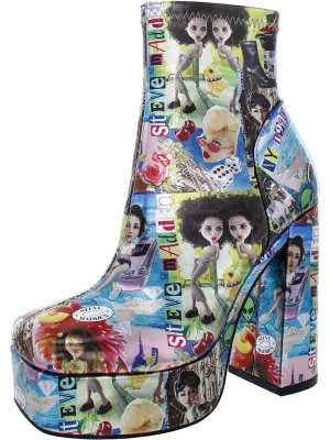 Bianca Womens Metallic Print Ankle Boots