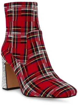 Blanche Womens Rhinestone Zip Up Ankle Boots