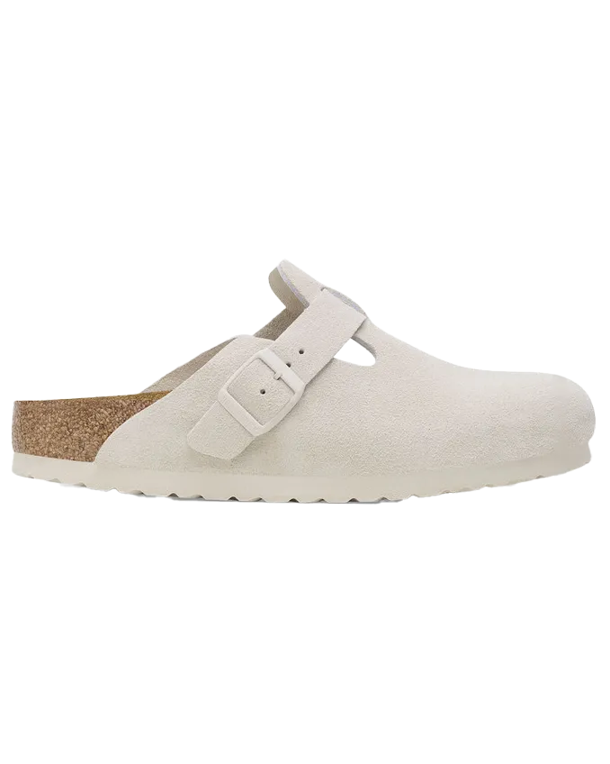 Boston Suede Leather Sandals in Antique White