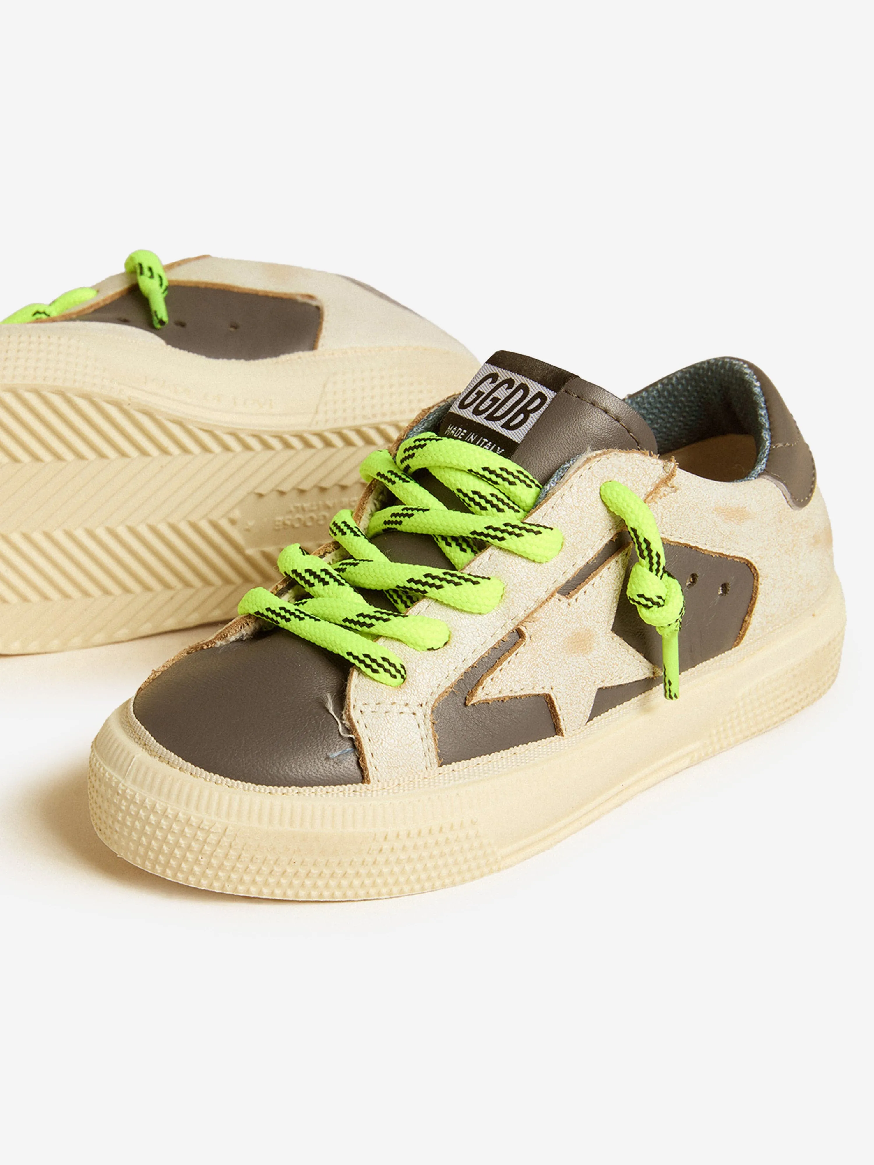 Boys Leather May Trainers in Blue