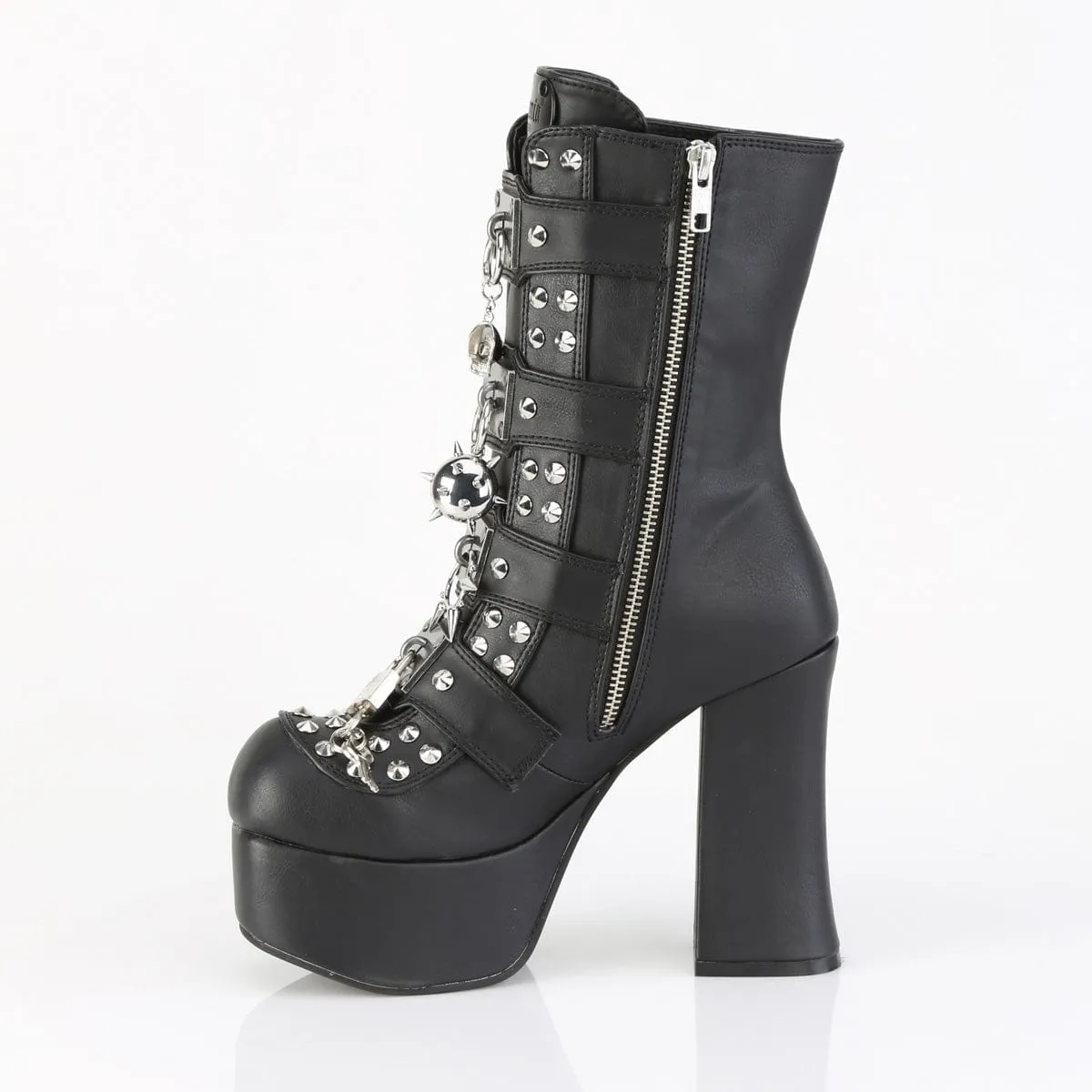 CHARADE-118 Black Vegan Leather Ankle Boots