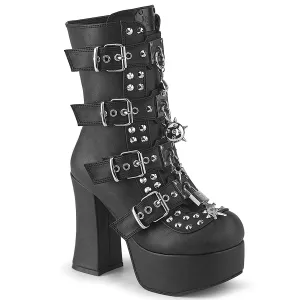 CHARADE-118 Black Vegan Leather Ankle Boots