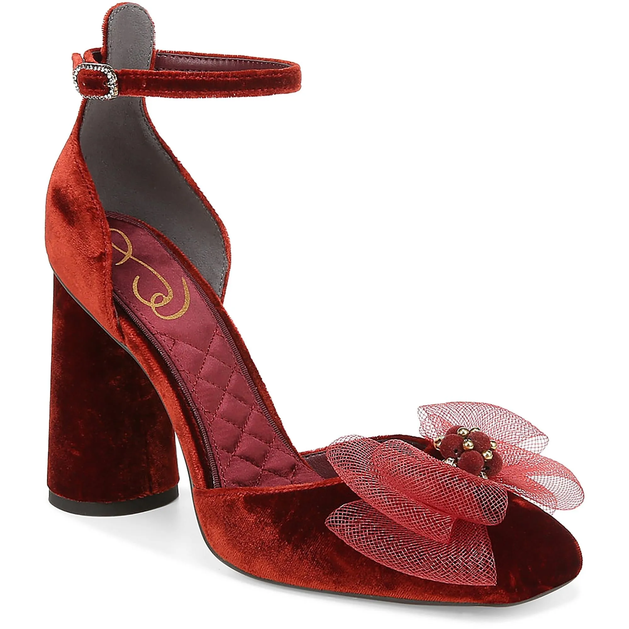 COLTER Womens Velvet Bow Ankle Strap