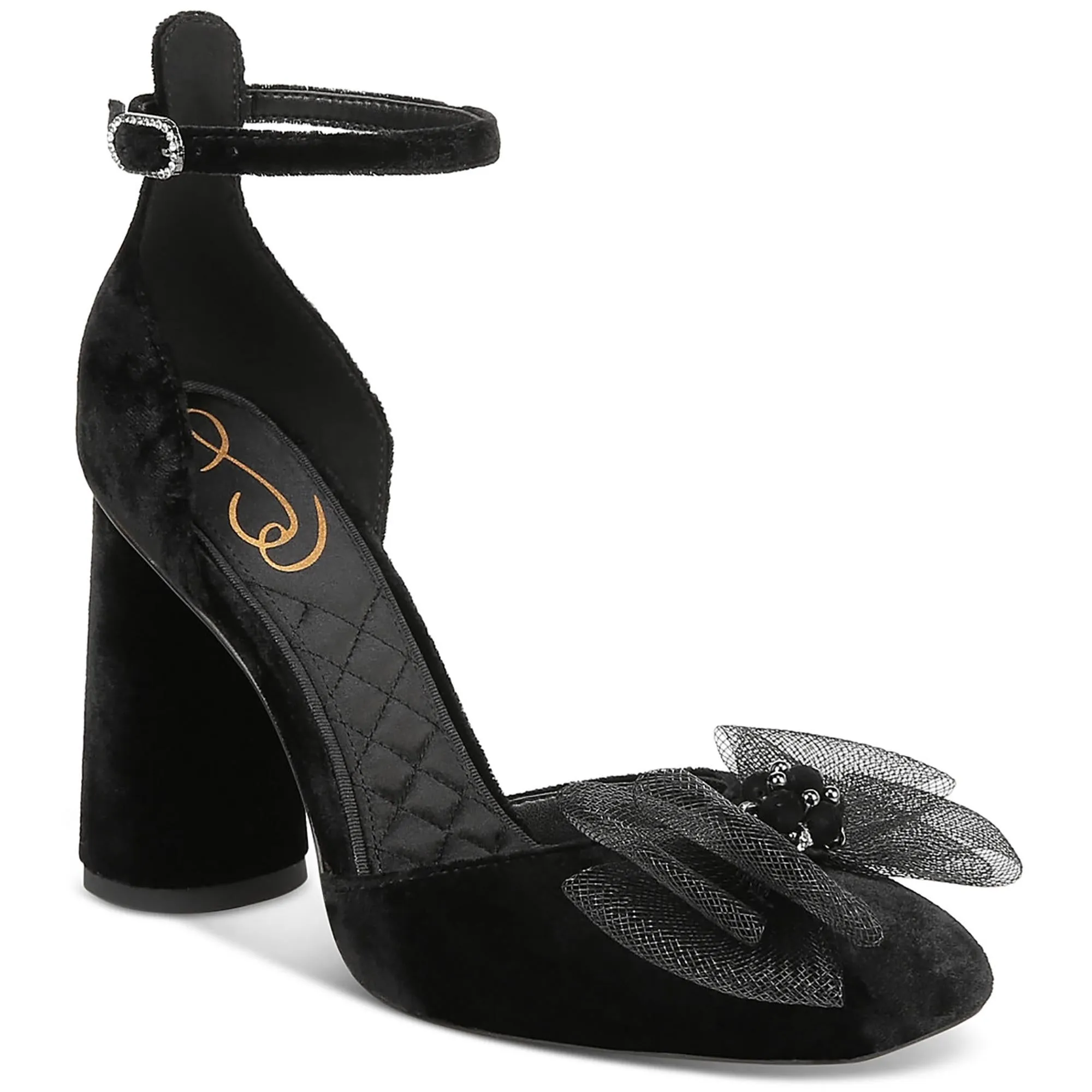 COLTER Womens Velvet Bow Ankle Strap