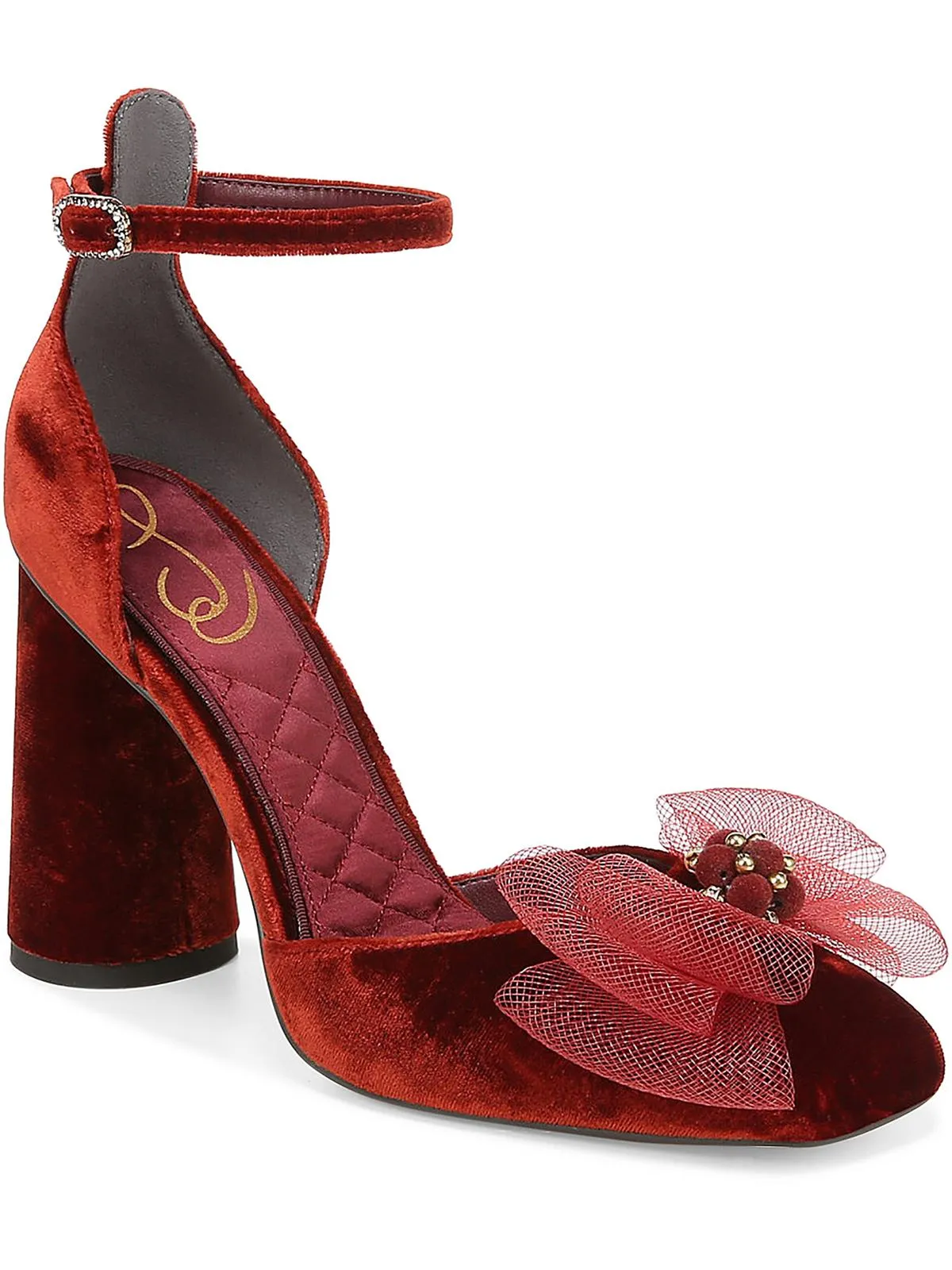 COLTER Womens Velvet Bow Ankle Strap