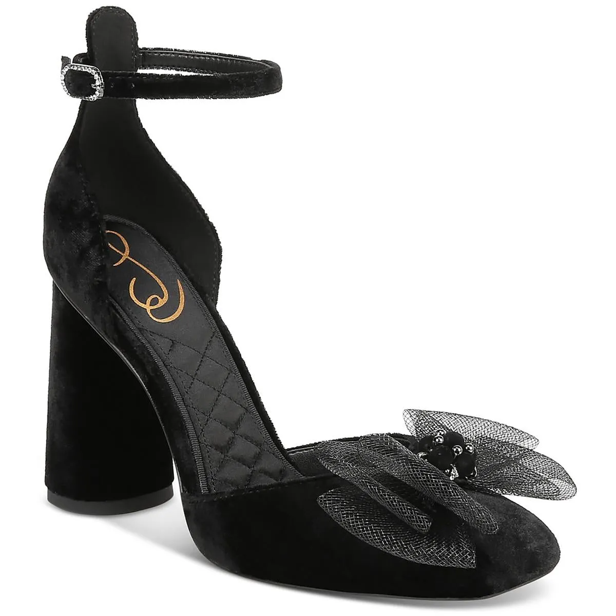 COLTER Womens Velvet Bow Ankle Strap