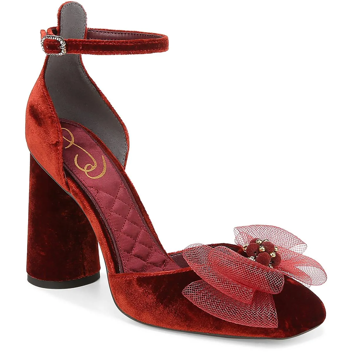 COLTER Womens Velvet Bow Ankle Strap