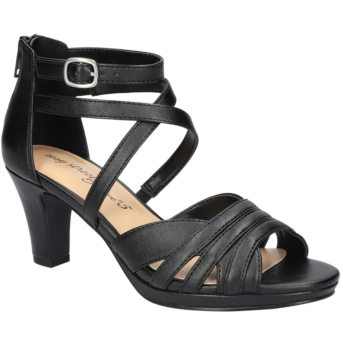 Crissa Womens Satin Ankle Strap Heels