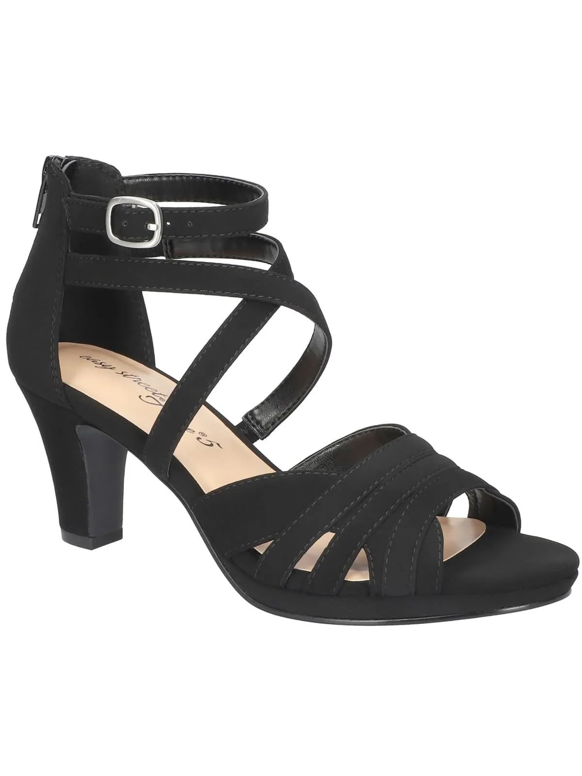 Crissa Womens Satin Ankle Strap Heels