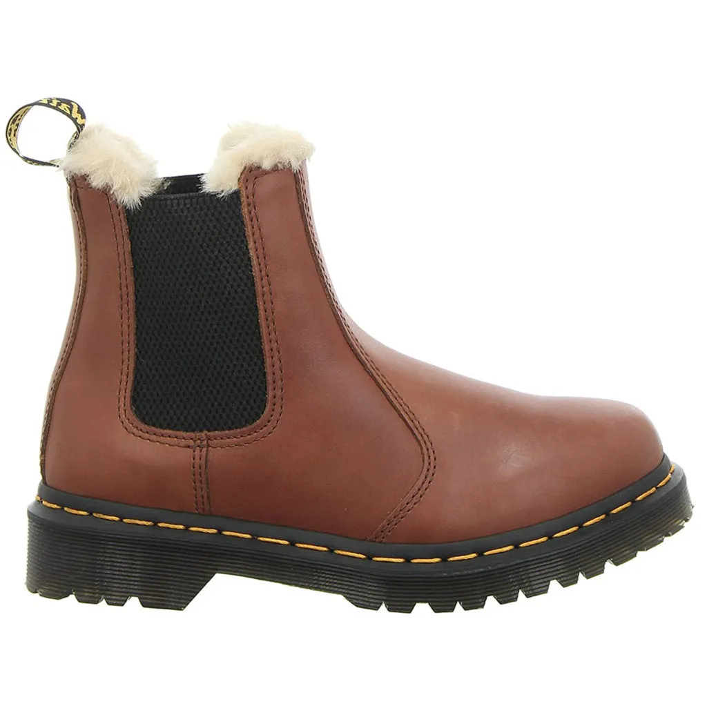 Dr. Martens 2976 Leonore Fur-Lined Bornished Leather Women's Chelsea Boots