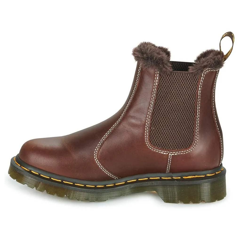 Dr. Martens 2976 Leonore Fur-Lined Bornished Leather Women's Chelsea Boots