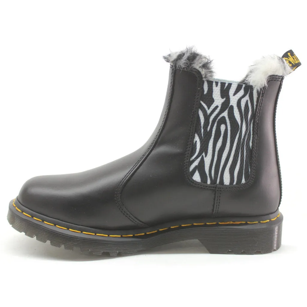 Dr. Martens 2976 Leonore Fur-Lined Bornished Leather Women's Chelsea Boots