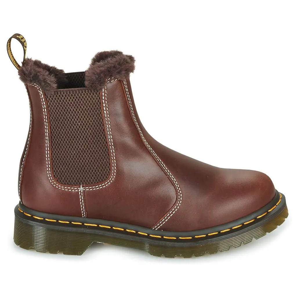 Dr. Martens 2976 Leonore Fur-Lined Bornished Leather Women's Chelsea Boots
