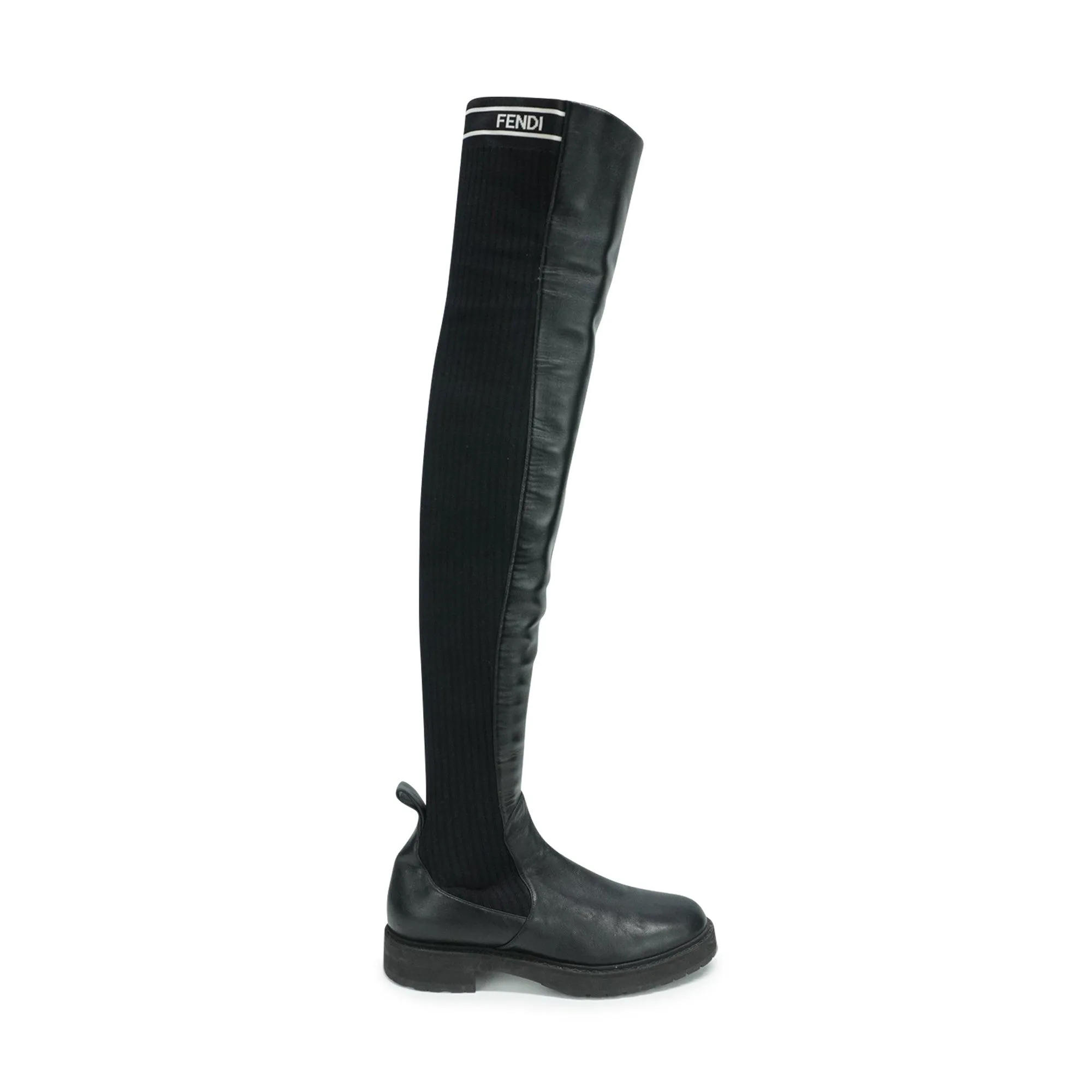 Fendi Ribbed Thigh-High Boots - Women's 39