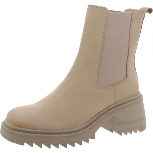 Garth Womens Leather Block Heel Chelsea Boots