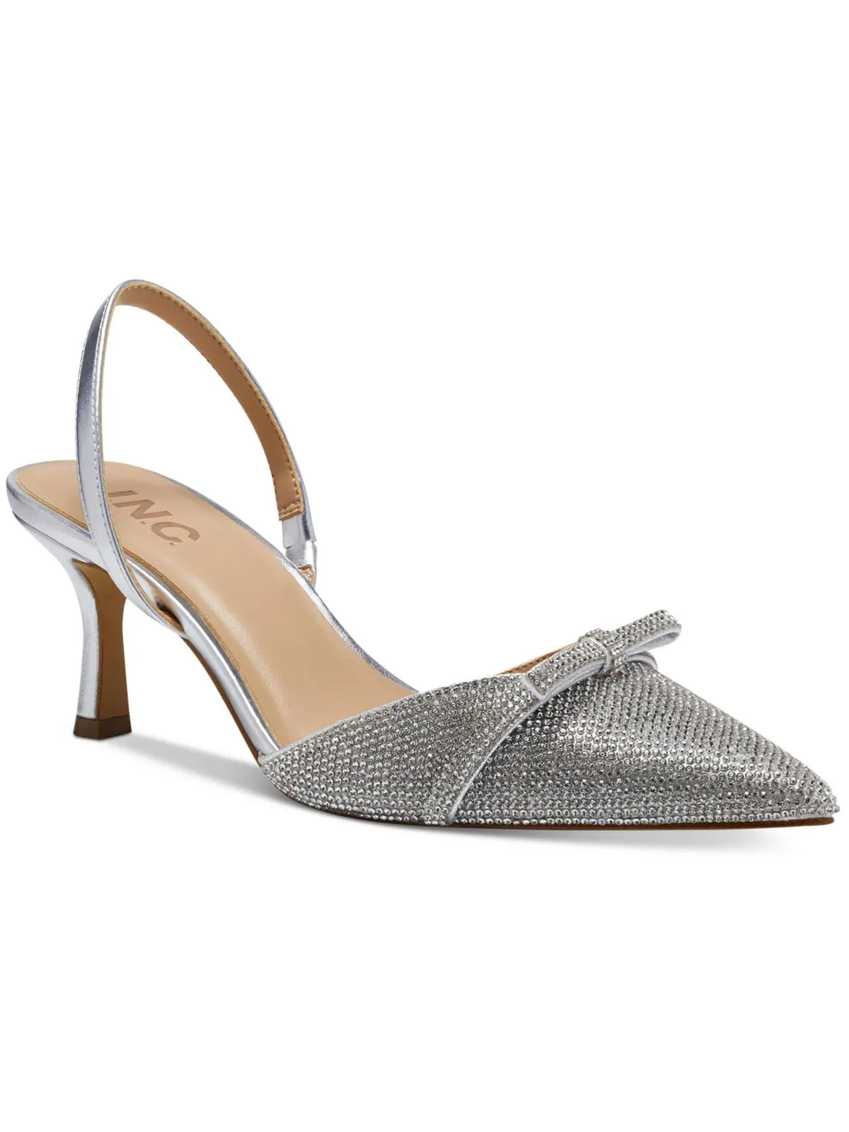 Gelsey Womens Embellished Ankle Strap Slingback Heels