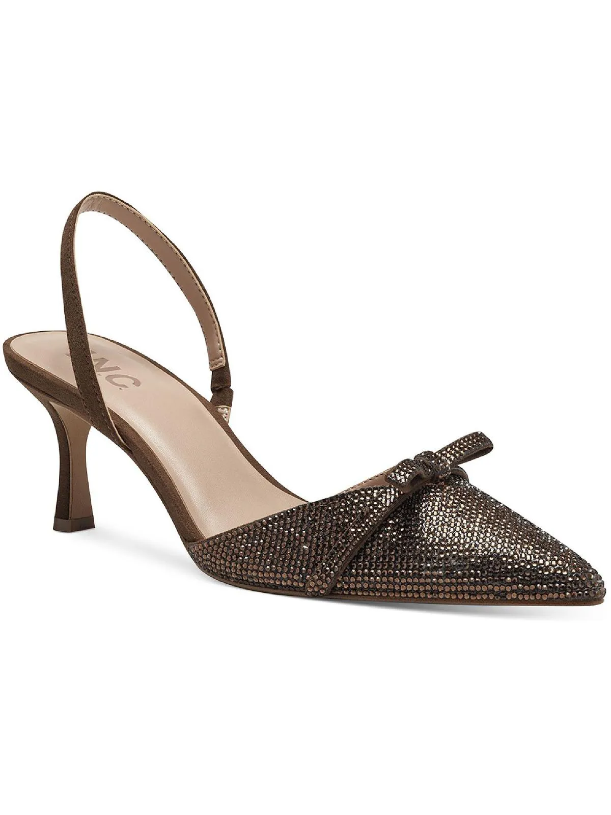 Gelsey Womens Embellished Ankle Strap Slingback Heels