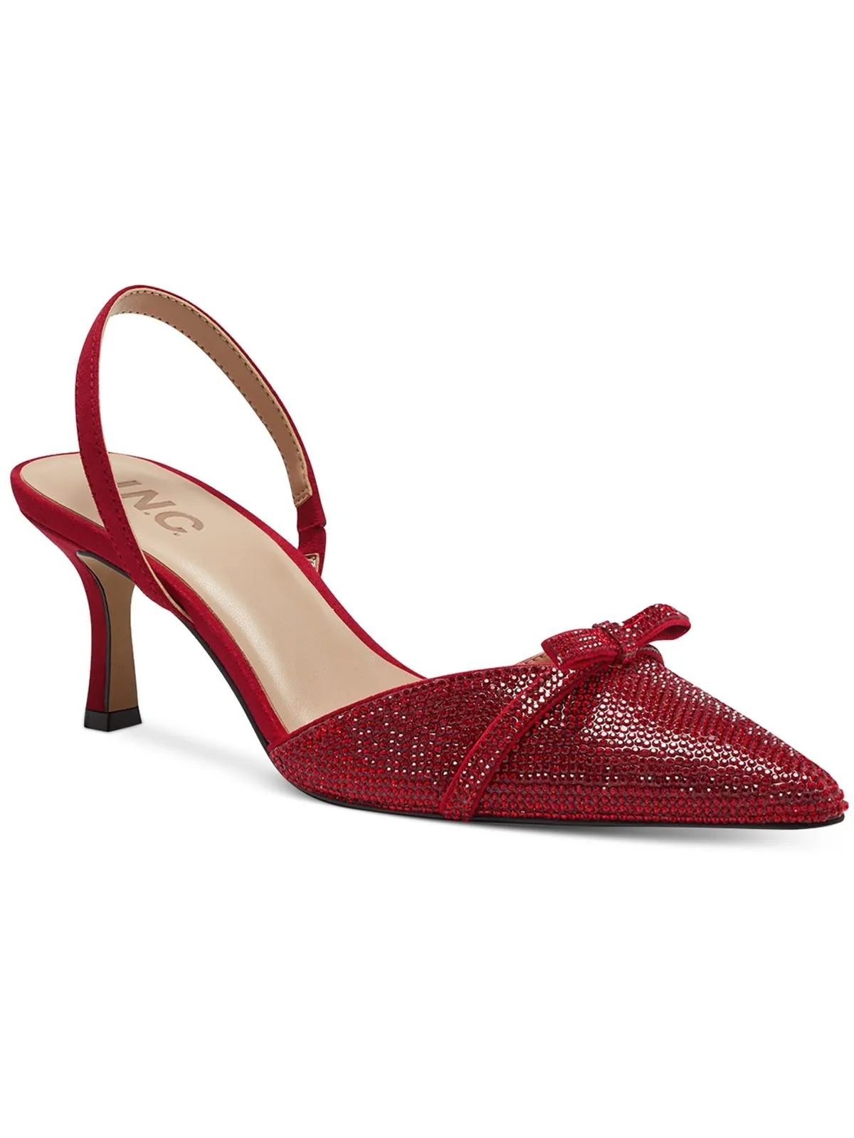 Gelsey Womens Embellished Ankle Strap Slingback Heels
