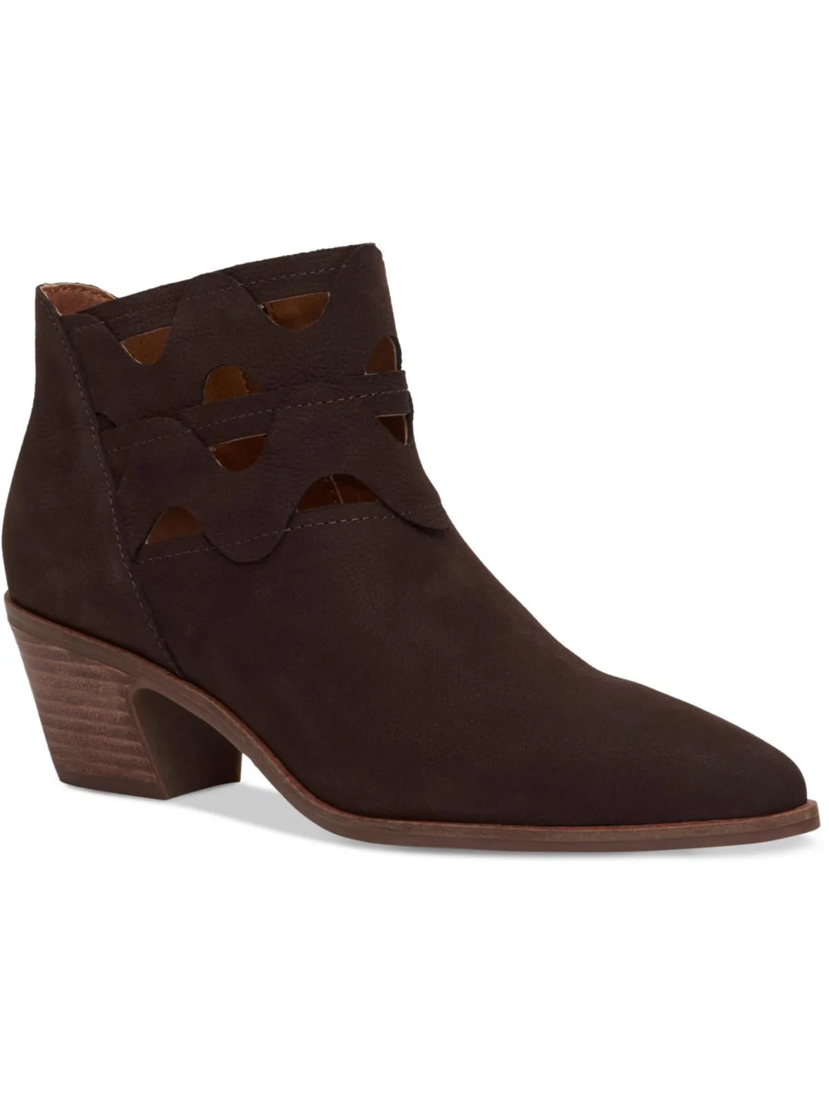 Gezana Womens Nubuck Cut Out Ankle Boots