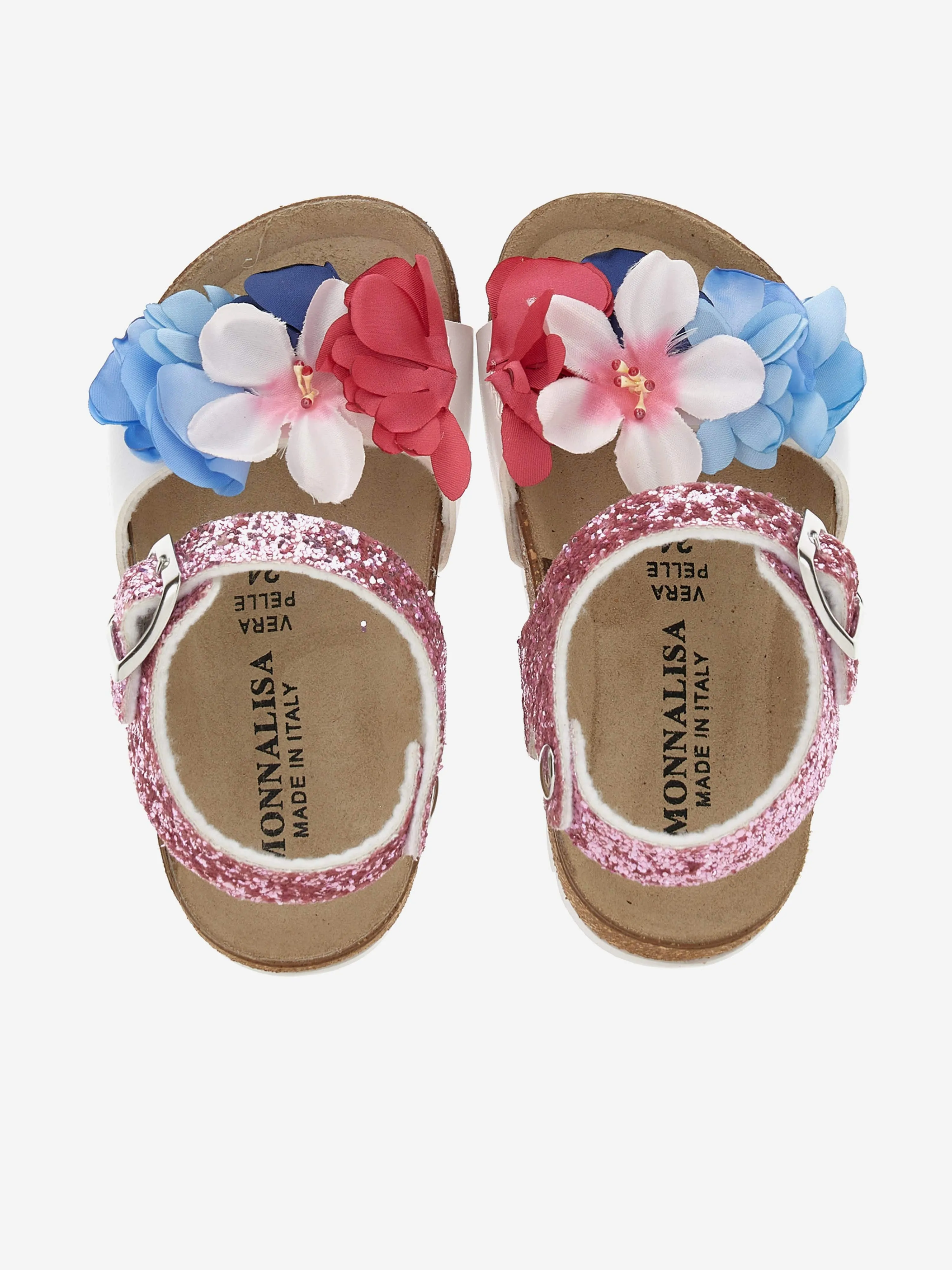 Girls Flower Glitter Sandals in Multicolour