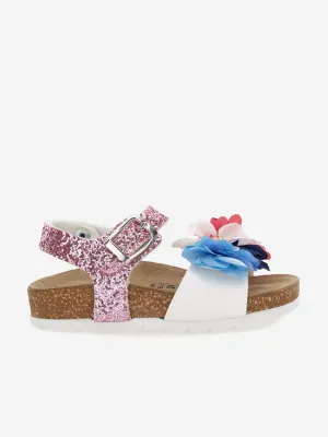 Girls Flower Glitter Sandals in Multicolour
