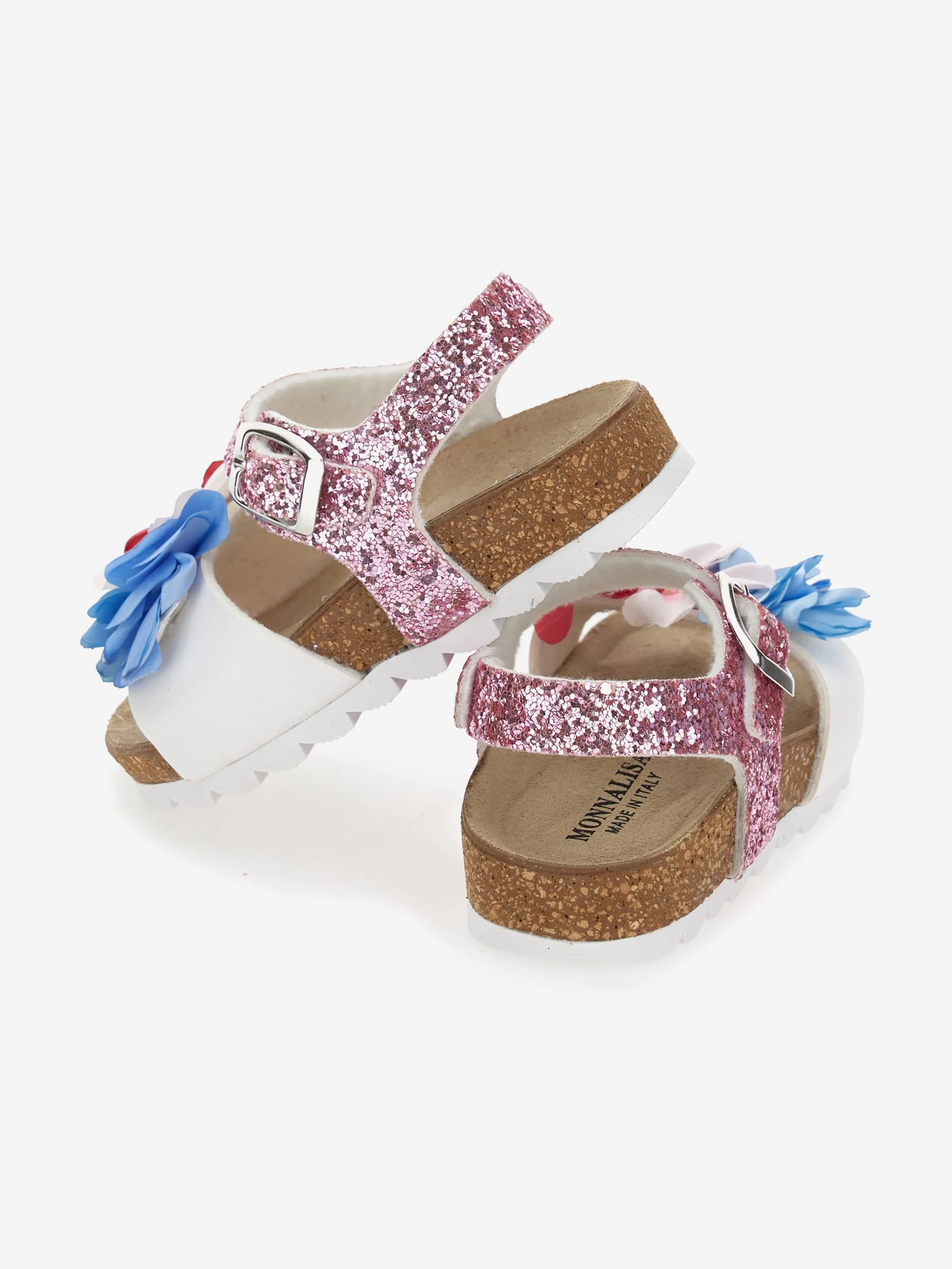 Girls Flower Glitter Sandals in Multicolour