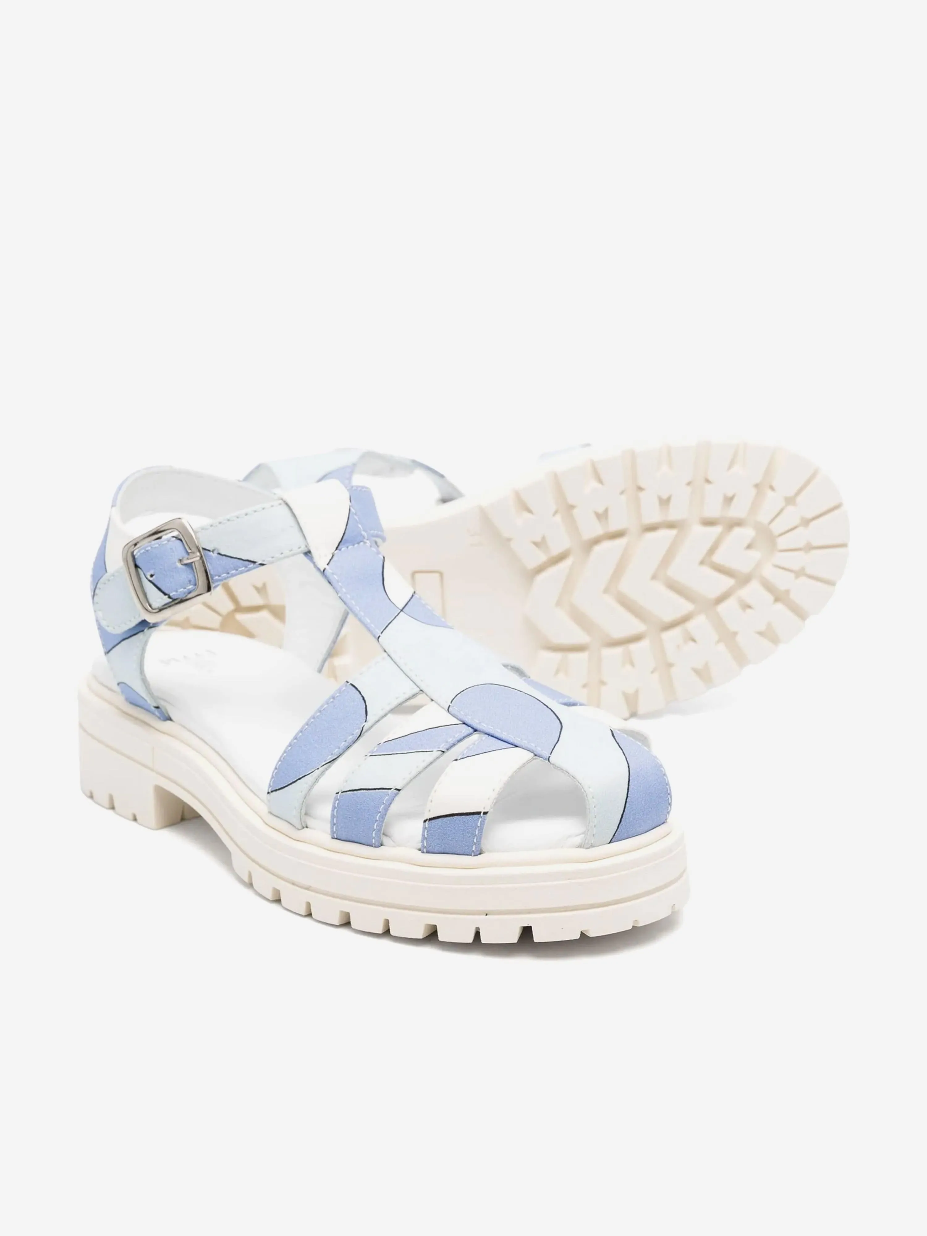 Girls Poplin Sandals in Blue