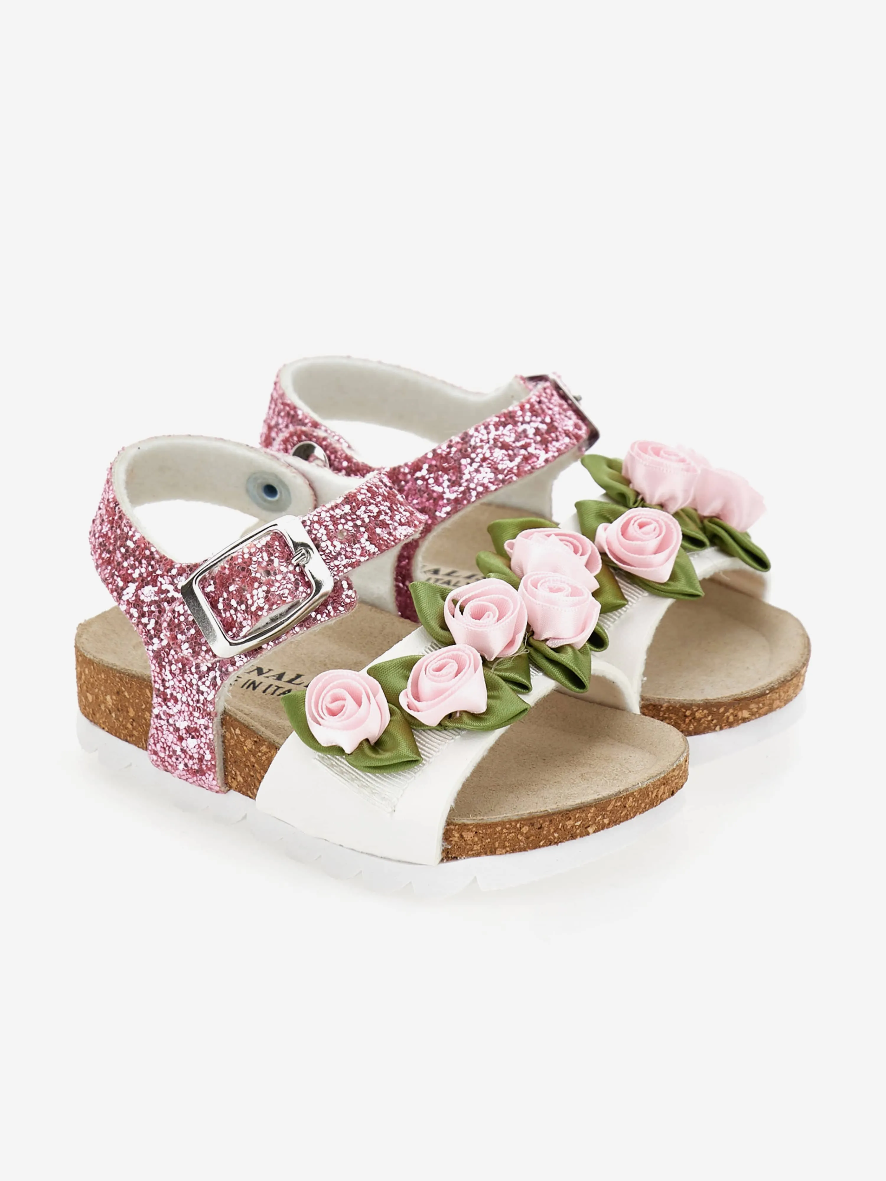 Girls Rose Glitter Sandals in Pink