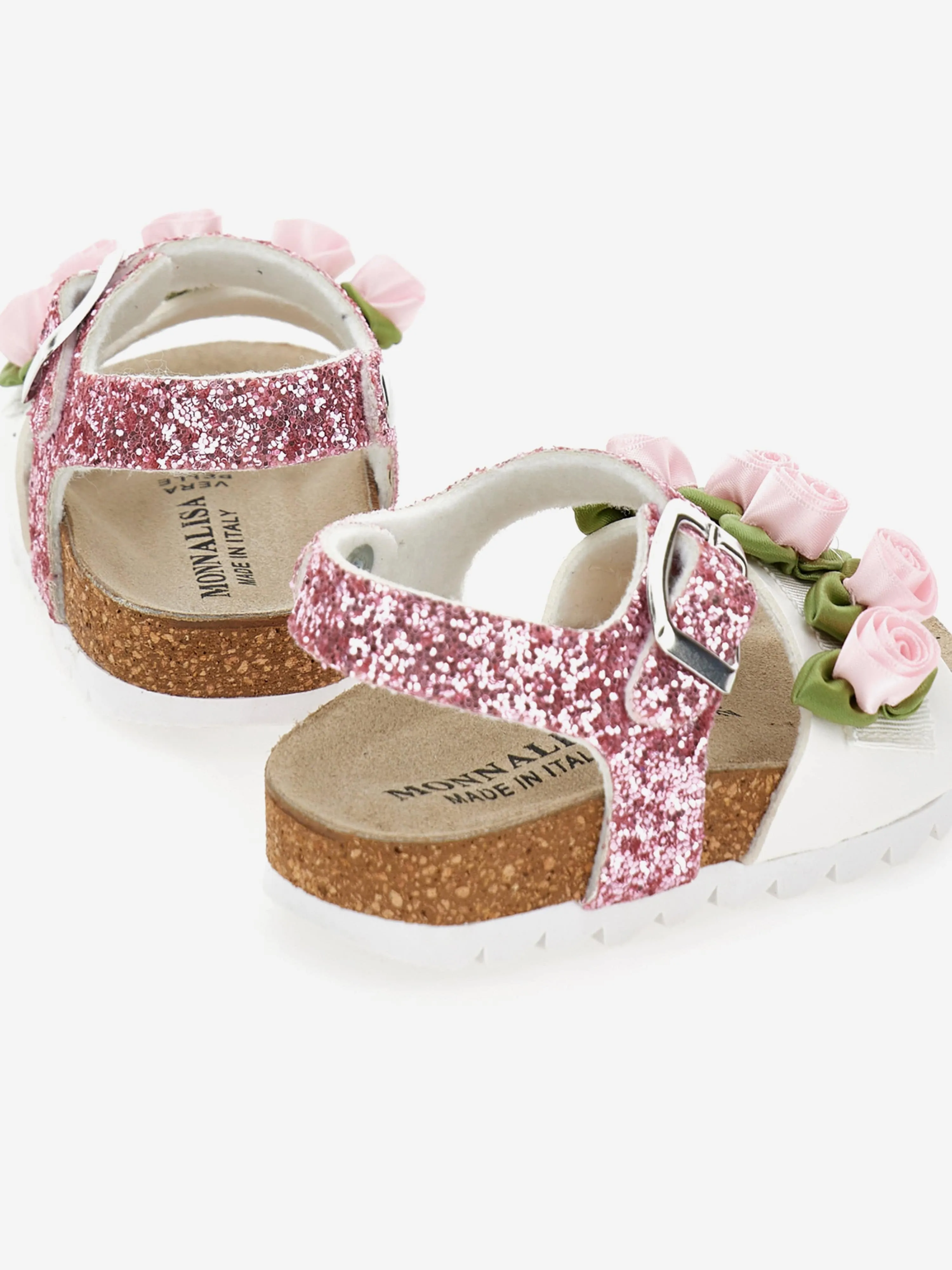 Girls Rose Glitter Sandals in Pink
