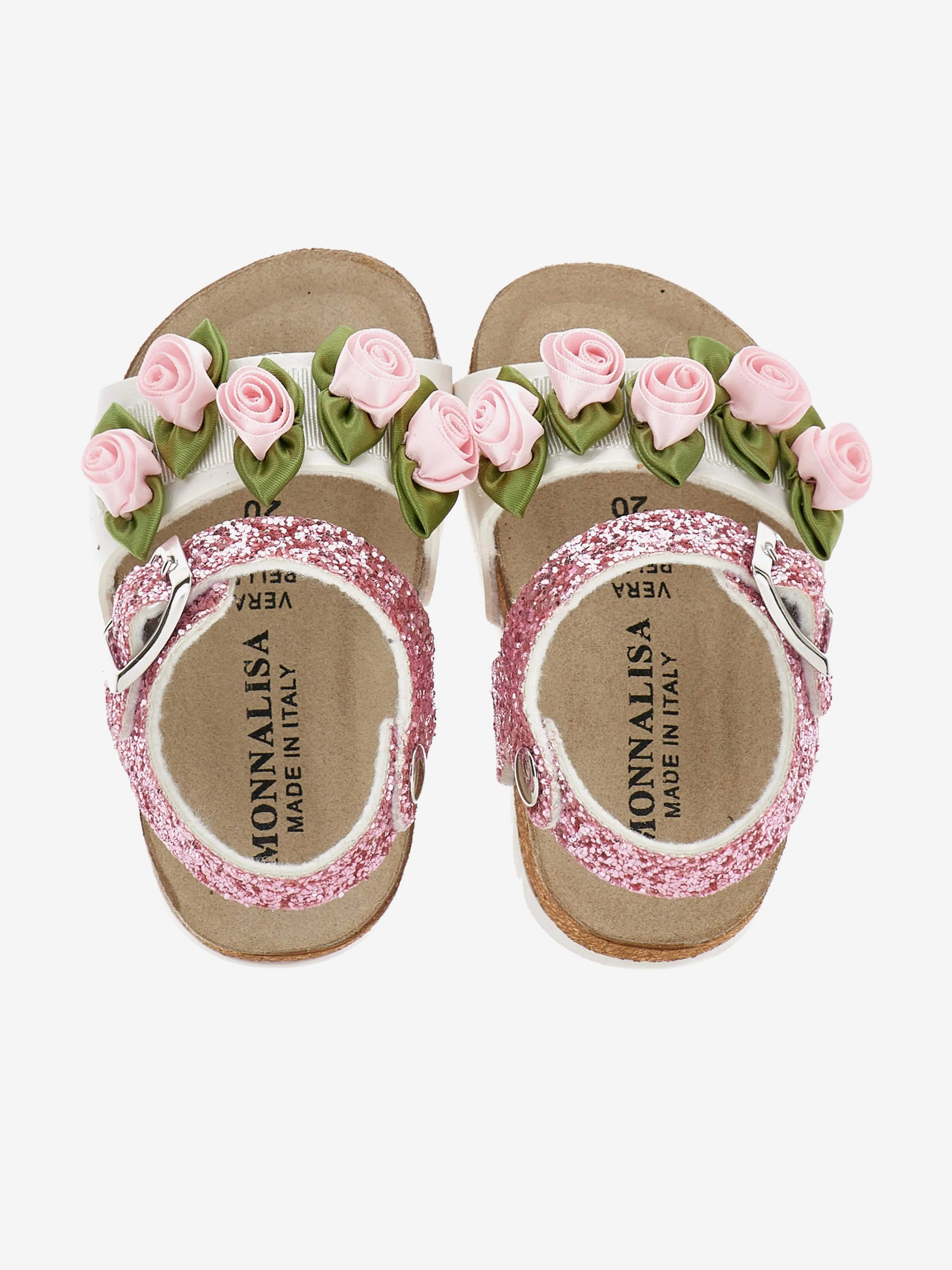 Girls Rose Glitter Sandals in Pink