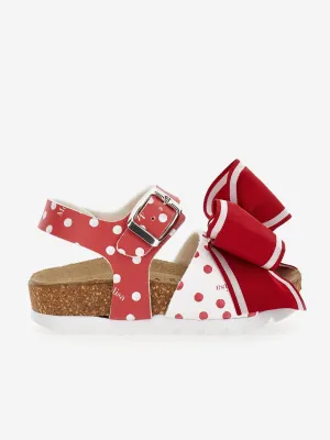 Girls Spotted Bow Sandals in Red