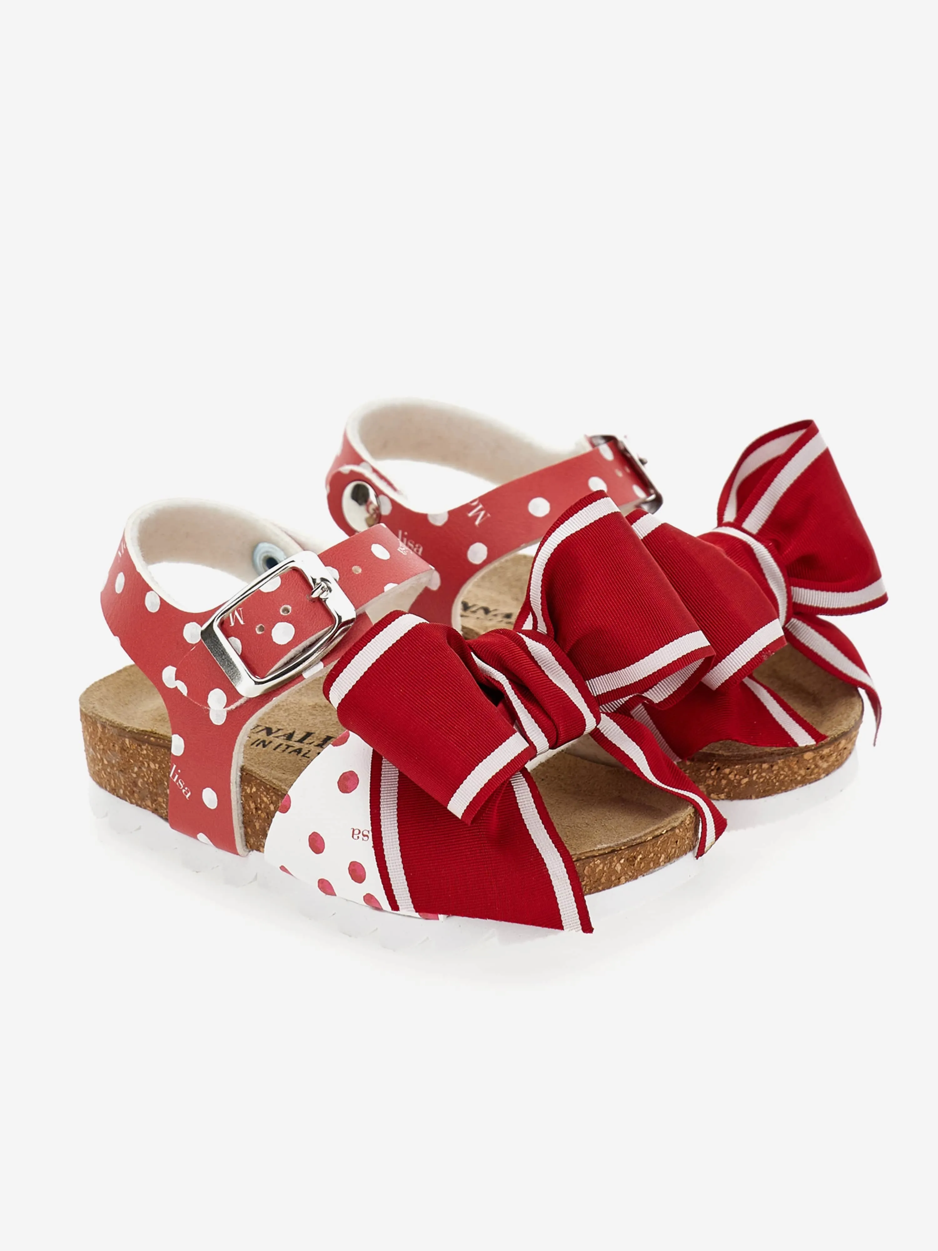 Girls Spotted Bow Sandals in Red
