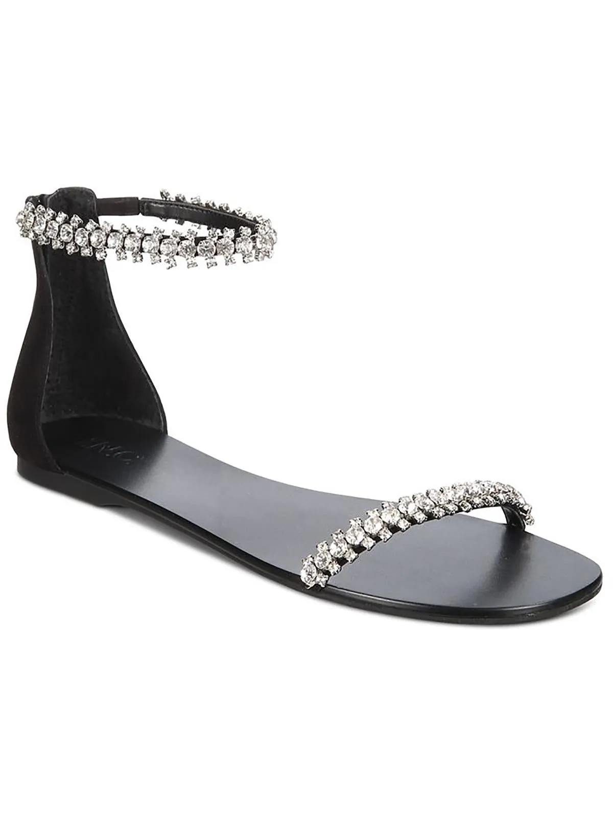 Givele Womens Faux Suede Rhinestone Ankle Strap