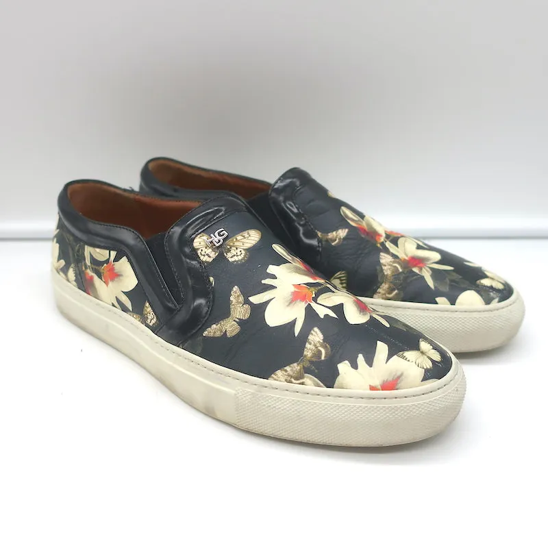 Givenchy Slip-On Skate Sneakers Black Magnolia Print Leather Size 40