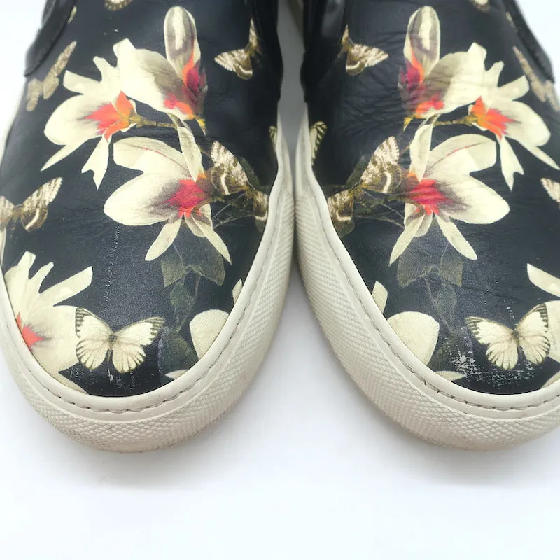 Givenchy Slip-On Skate Sneakers Black Magnolia Print Leather Size 40