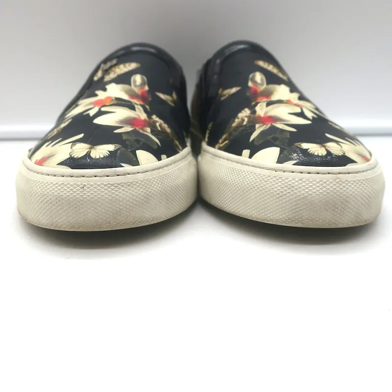 Givenchy Slip-On Skate Sneakers Black Magnolia Print Leather Size 40