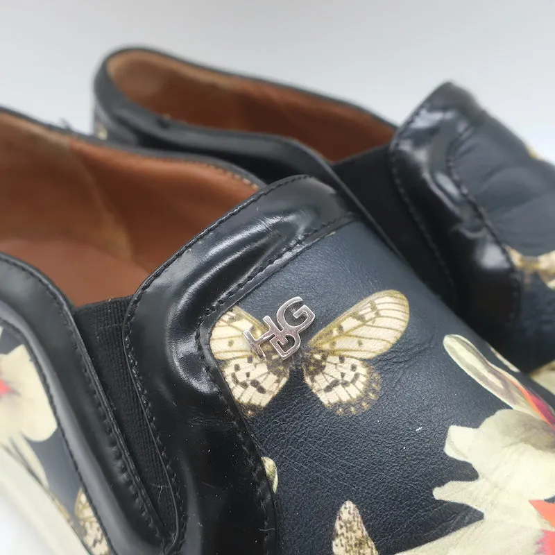 Givenchy Slip-On Skate Sneakers Black Magnolia Print Leather Size 40