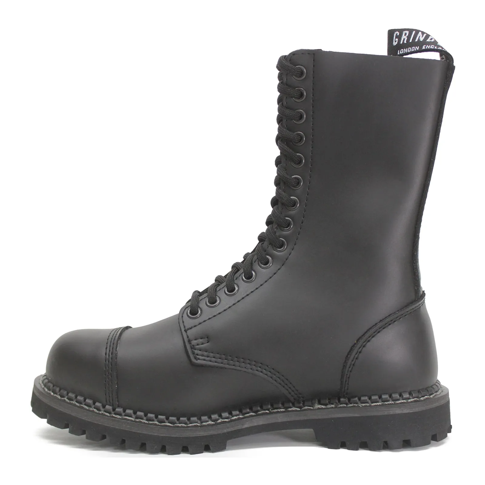 Grinders Herald 14 Eyelet Unisex Mid Calf Biker Steel Toe Boots