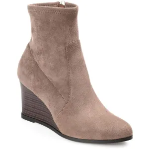 Hepburn Womens Faux Suede Ankle Wedge Boots