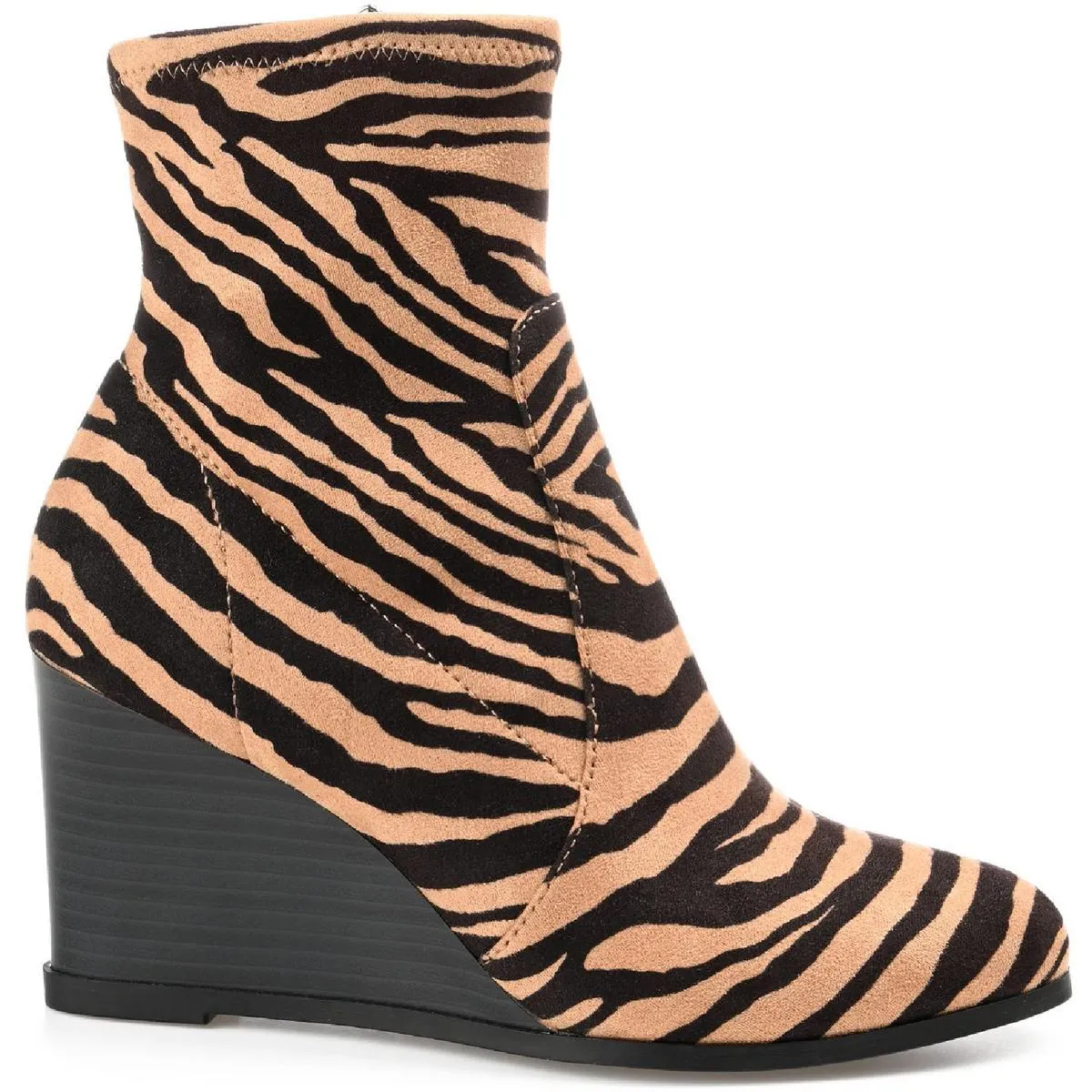 Hepburn Womens Faux Suede Ankle Wedge Boots