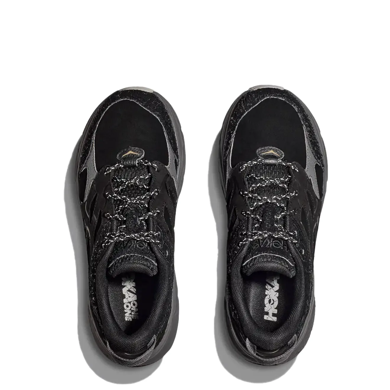 Hoka Elite Terrain System Clifton L Suede Trainer Black / Satellite Grey