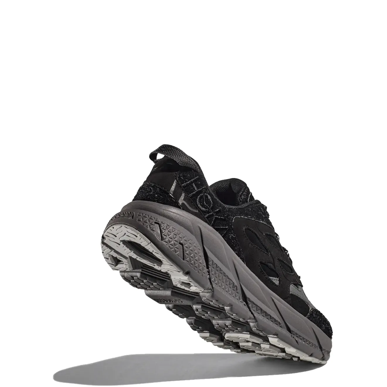 Hoka Elite Terrain System Clifton L Suede Trainer Black / Satellite Grey